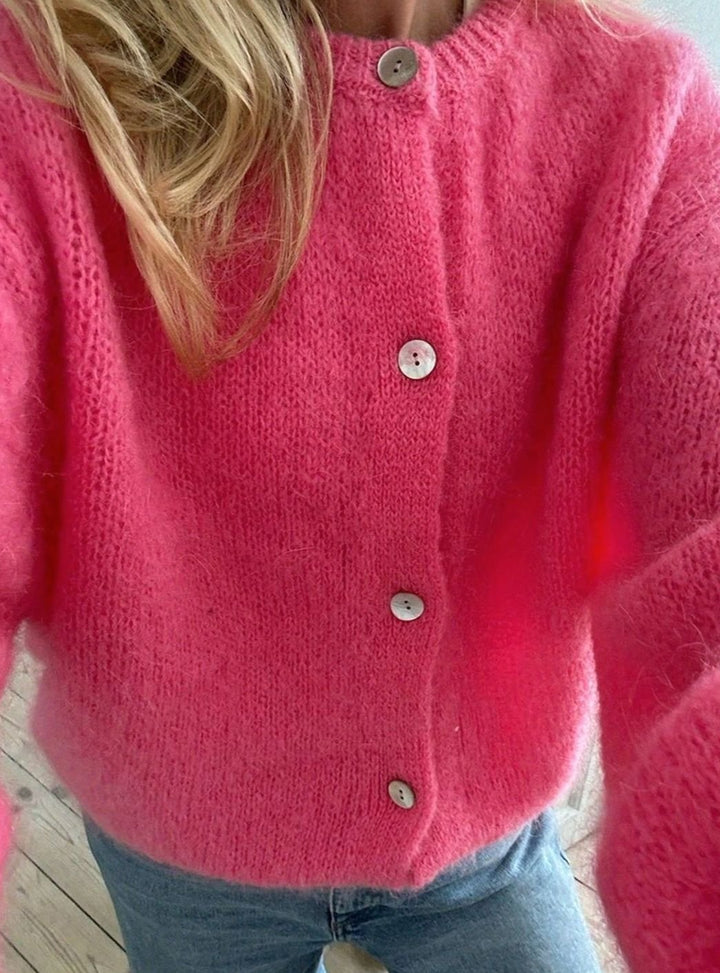 Women's Oversized Knit Cardigan Button-Up Fluffy Jumper