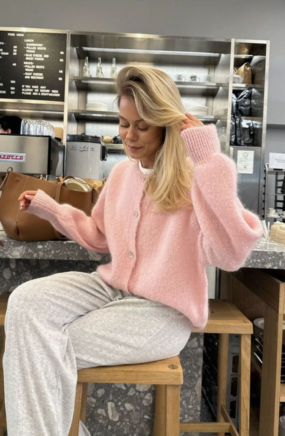 Women's Oversized Knit Cardigan Button-Up Fluffy Jumper