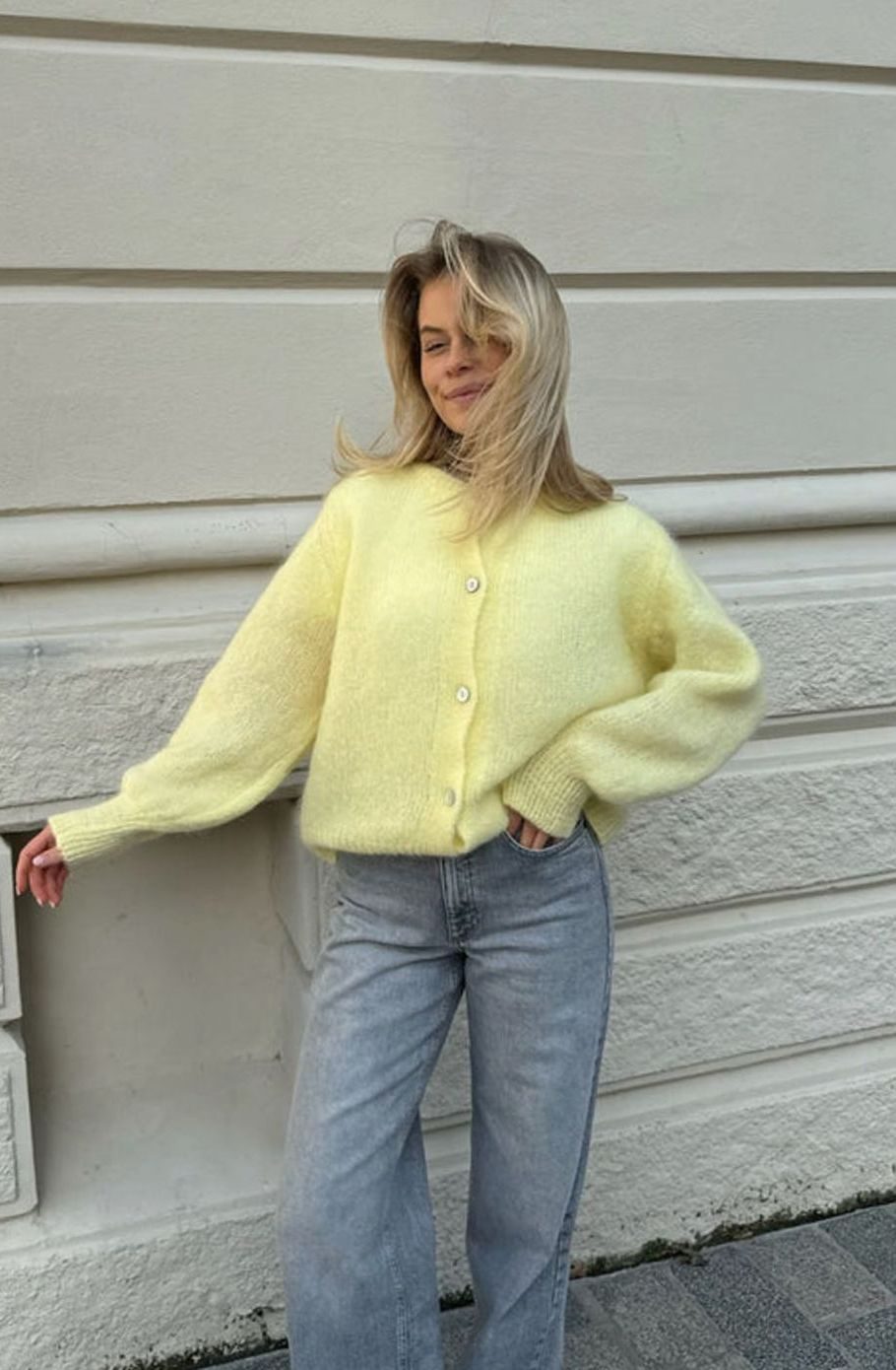 Women's Oversized Knit Cardigan Button-Up Fluffy Jumper