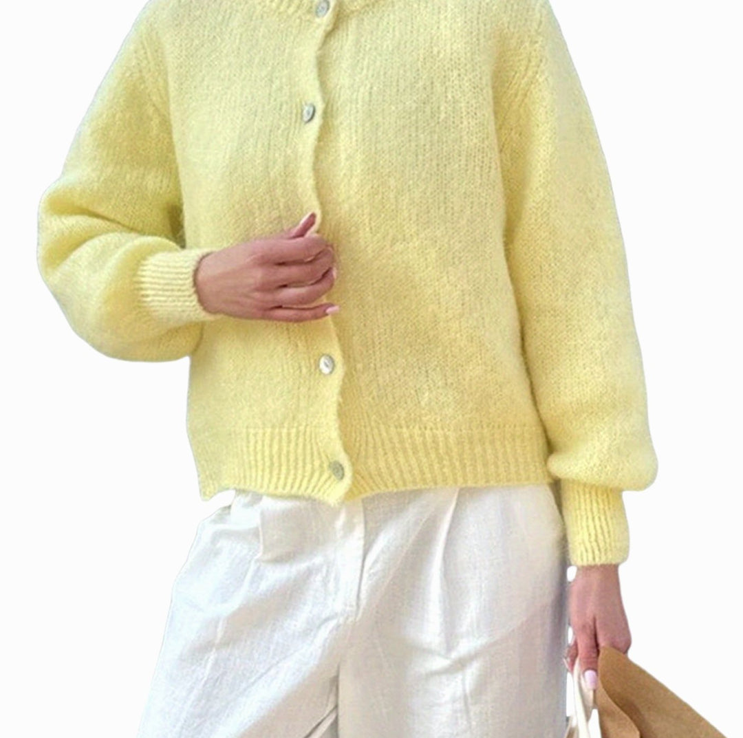 Women's Oversized Knit Cardigan Button-Up Fluffy Jumper