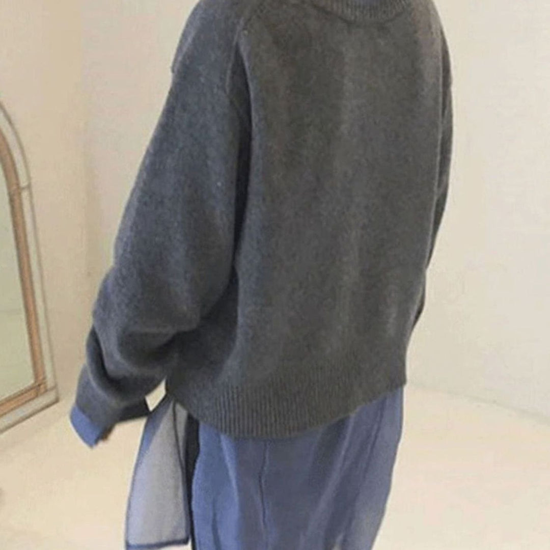 Women's Oversized Knit Cardigan Button-Up Layered Casual Jumper