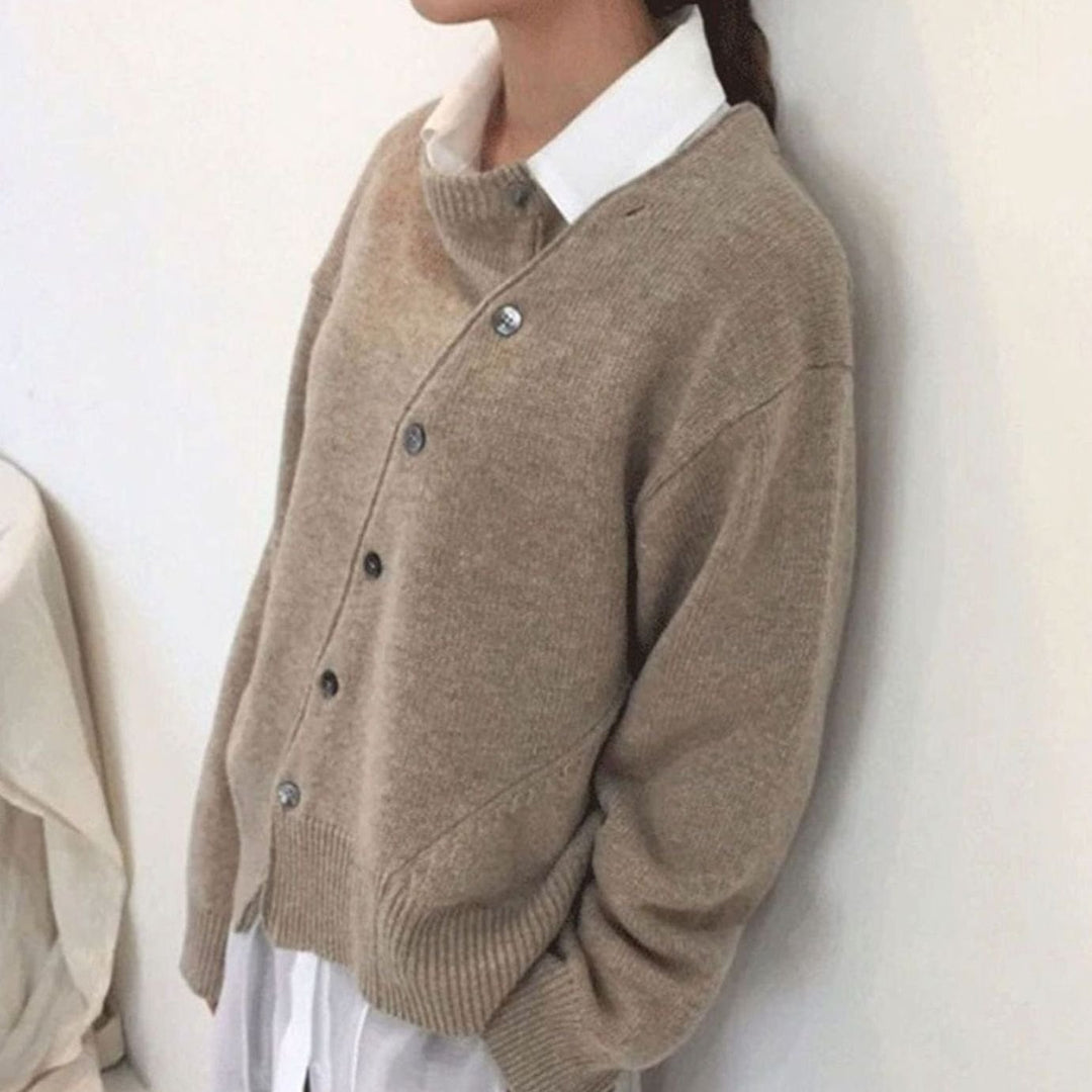 Women's Oversized Knit Cardigan Button-Up Layered Casual Jumper