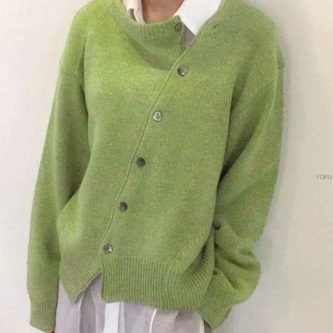 Women's Oversized Knit Cardigan Button-Up Layered Casual Jumper