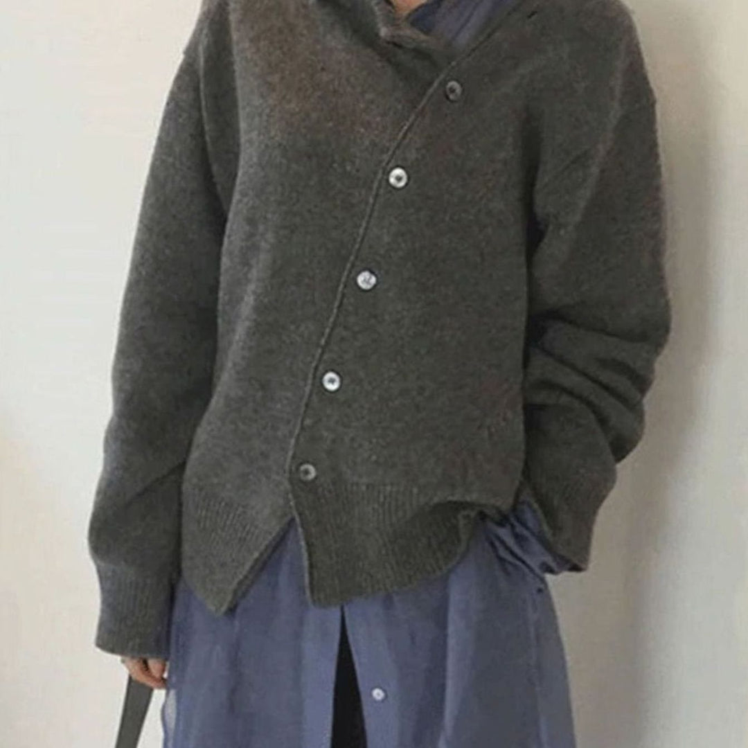 Women's Oversized Knit Cardigan Button-Up Layered Casual Jumper