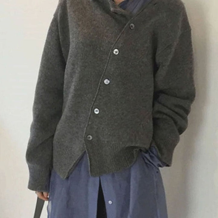Women's Oversized Knit Cardigan Button-Up Layered Casual Jumper