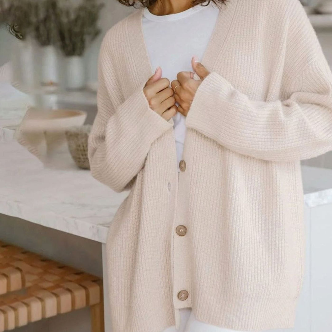 Women's Oversized Knit Cardigan Button-Up Relaxed Fit Jumper