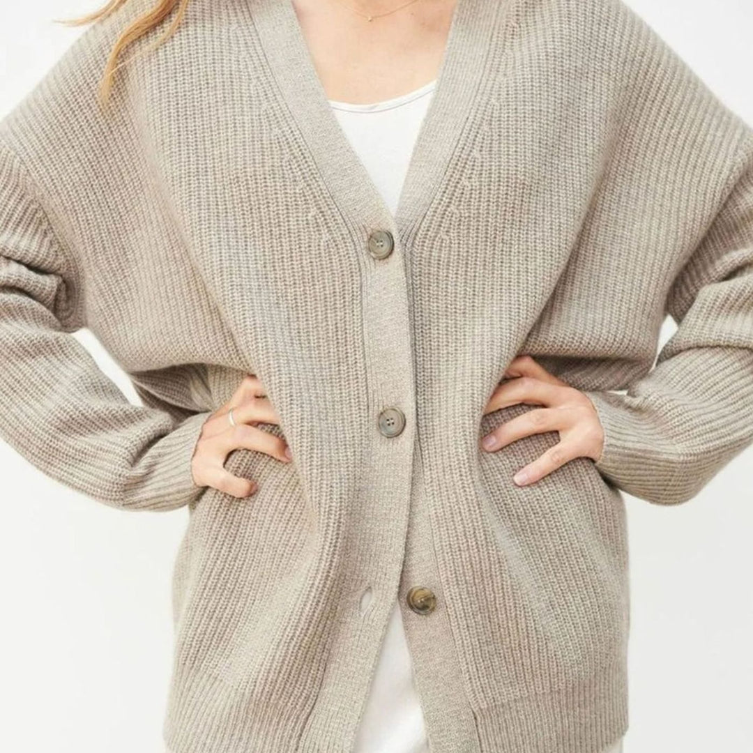Women's Oversized Knit Cardigan Button-Up Relaxed Fit Jumper