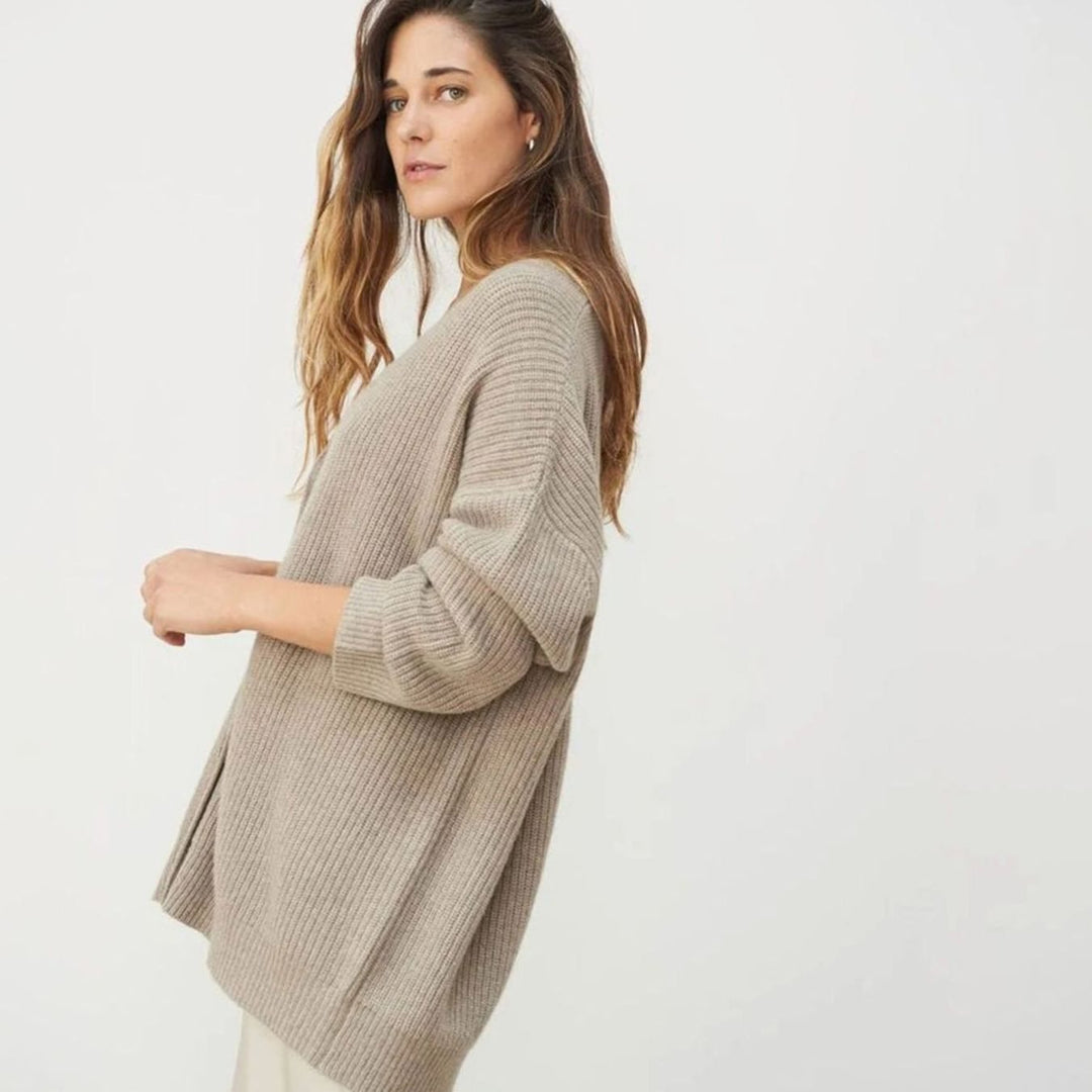 Women's Oversized Knit Cardigan Button-Up Relaxed Fit Jumper