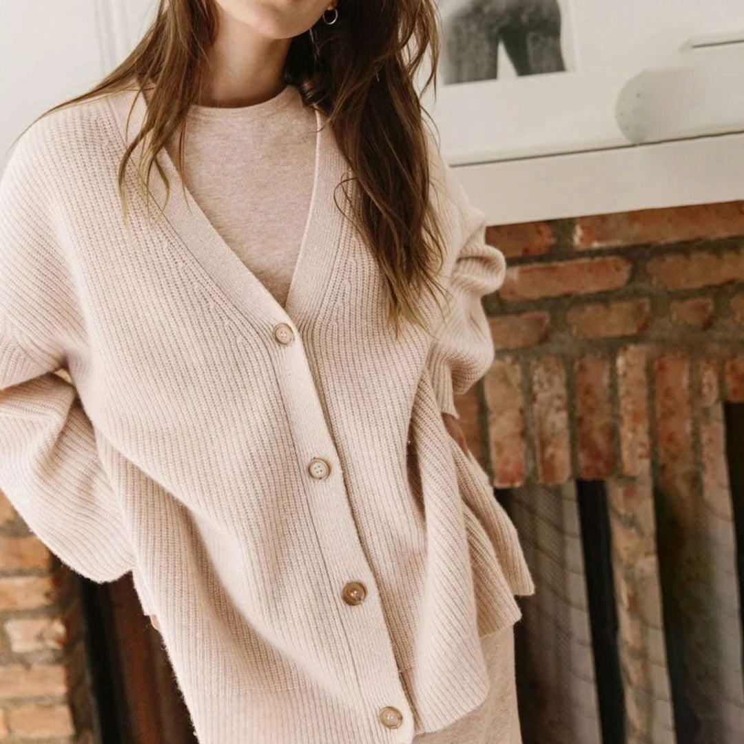 Women's Oversized Knit Cardigan Button-Up Relaxed Fit Jumper