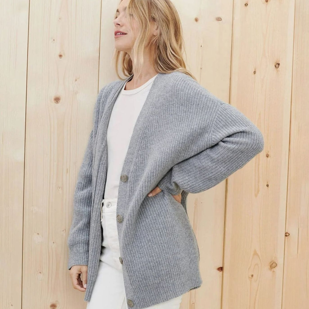 Women's Oversized Knit Cardigan Button-Up Relaxed Fit Jumper