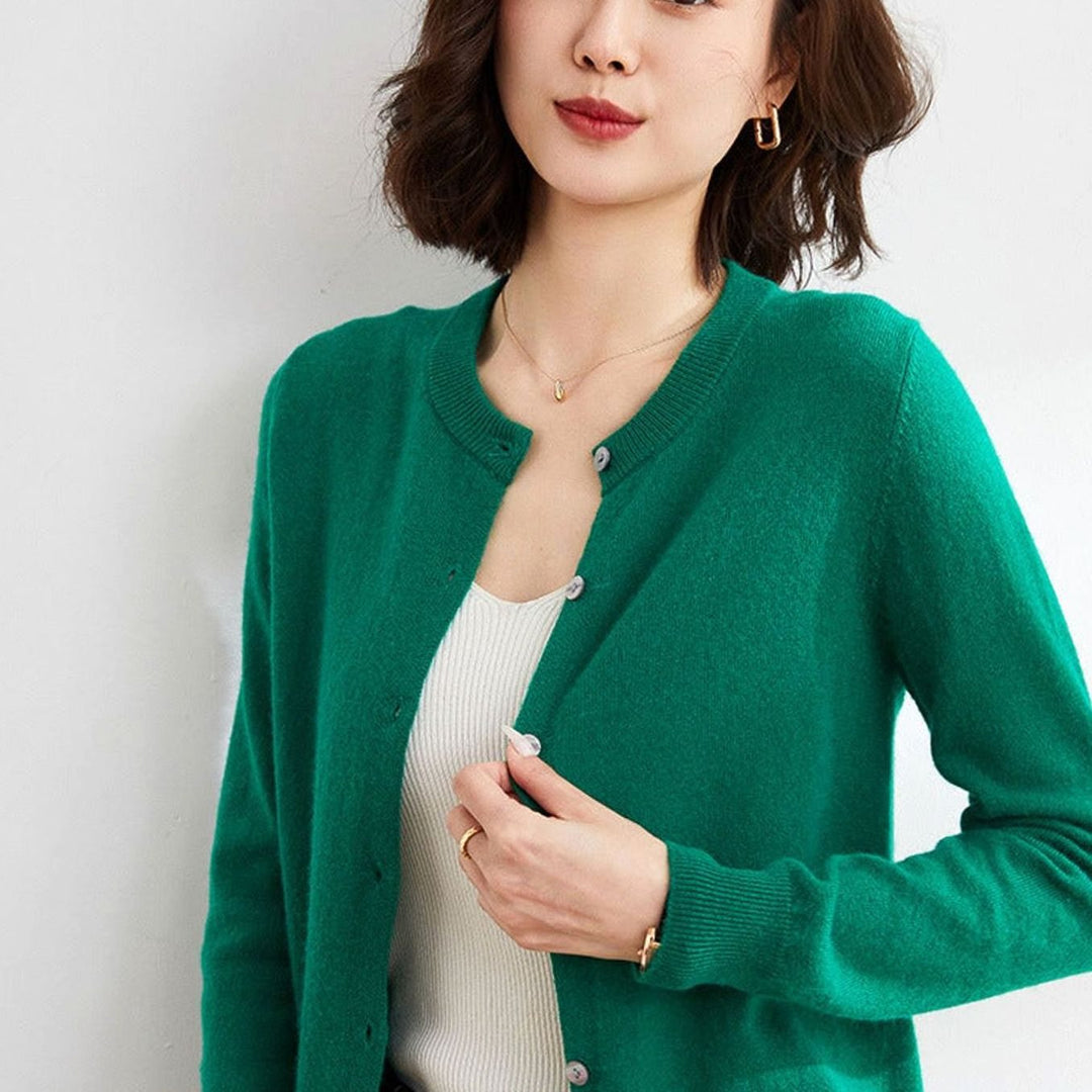 Women's Oversized Knit Cardigan Button-Up Round-Neck Jumper