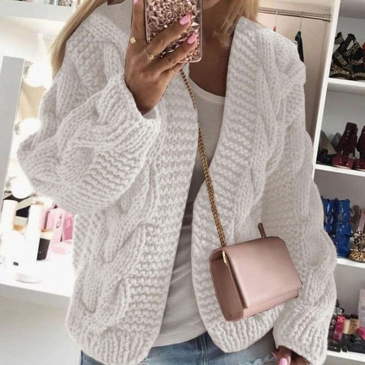 Women's Oversized Knit Cardigan Cable-Knit Open-Front Chunky Jumper