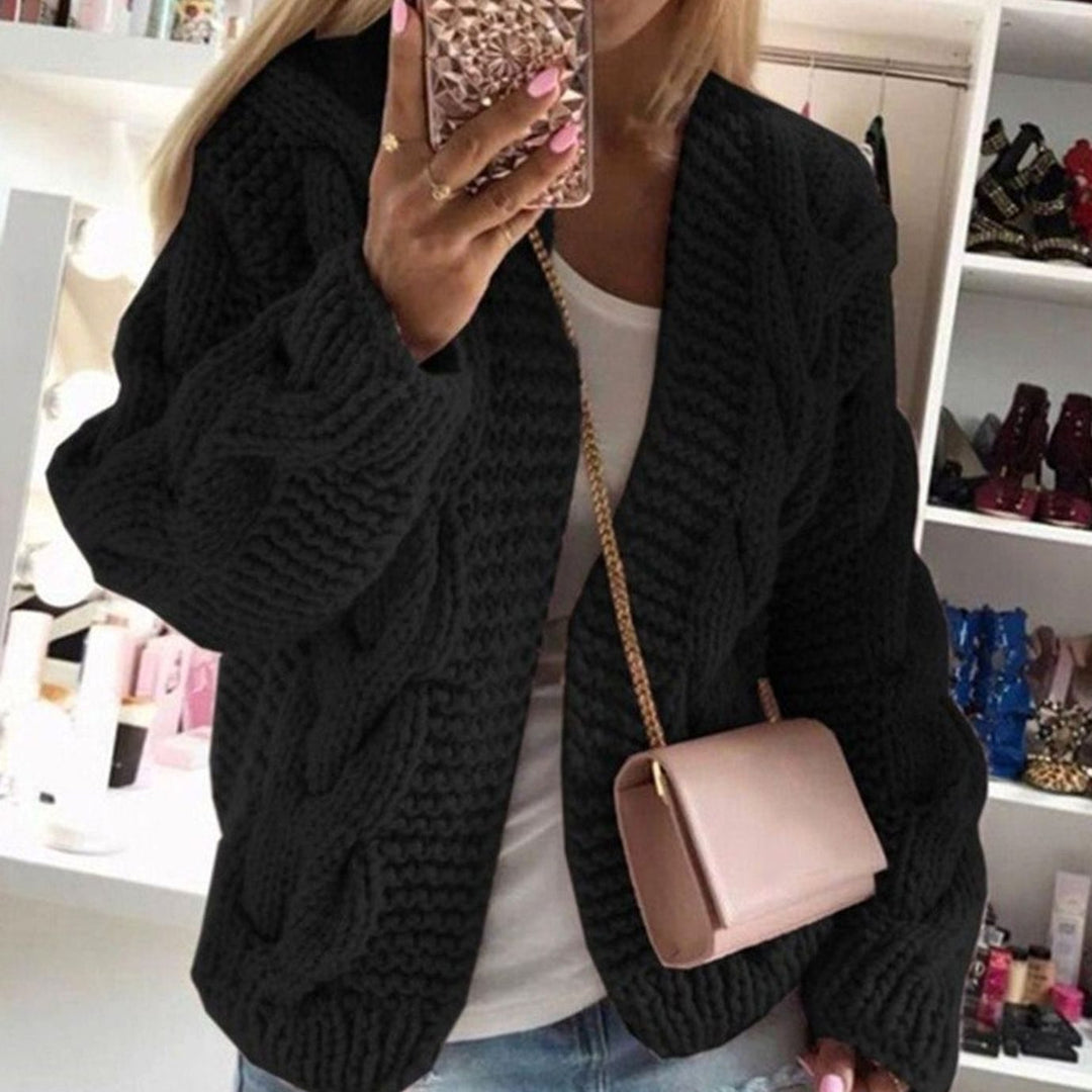 Women's Oversized Knit Cardigan Cable-Knit Open-Front Chunky Jumper
