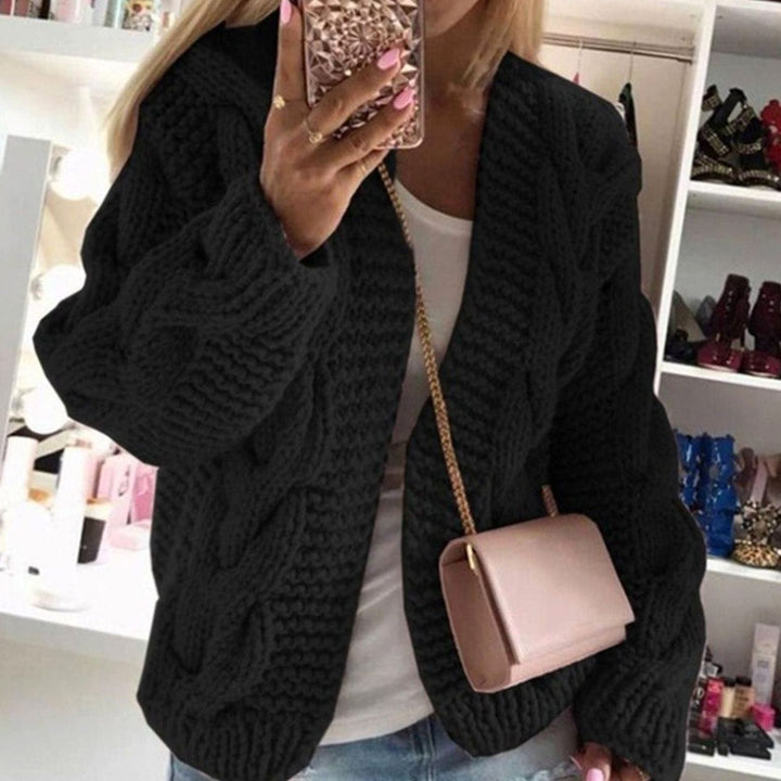 Women's Oversized Knit Cardigan Cable-Knit Open-Front Chunky Jumper