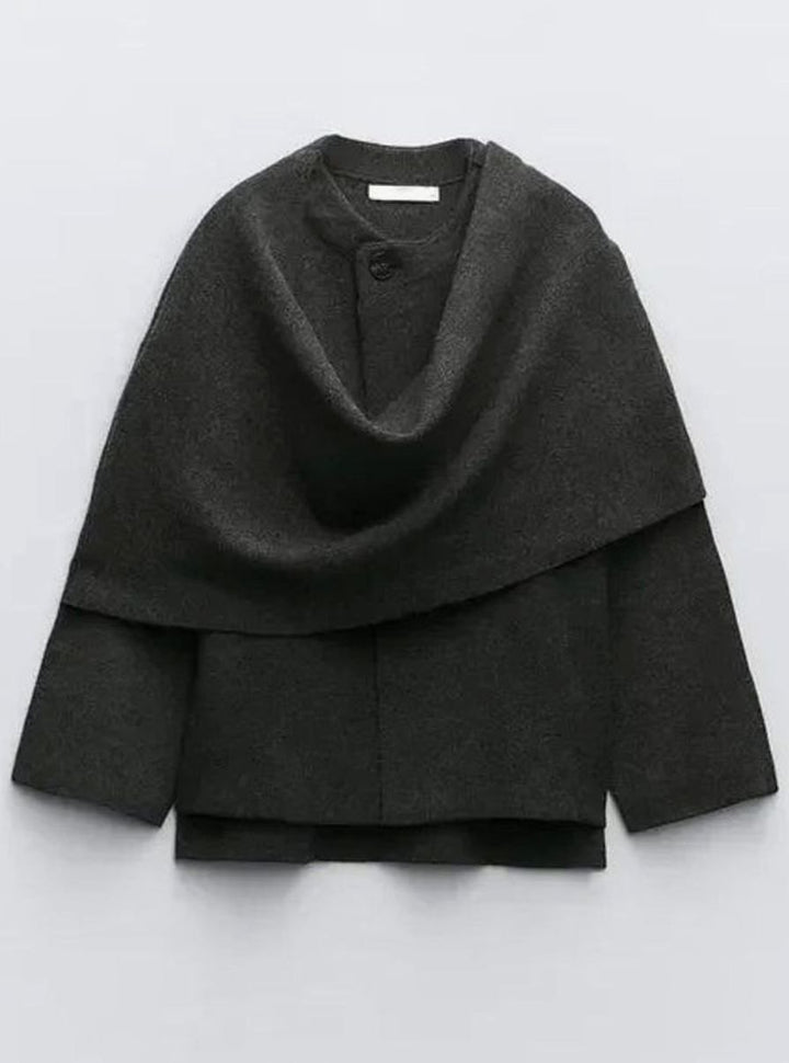 Women's Oversized Knit Cardigan Cape Scarf-Collar Pullover