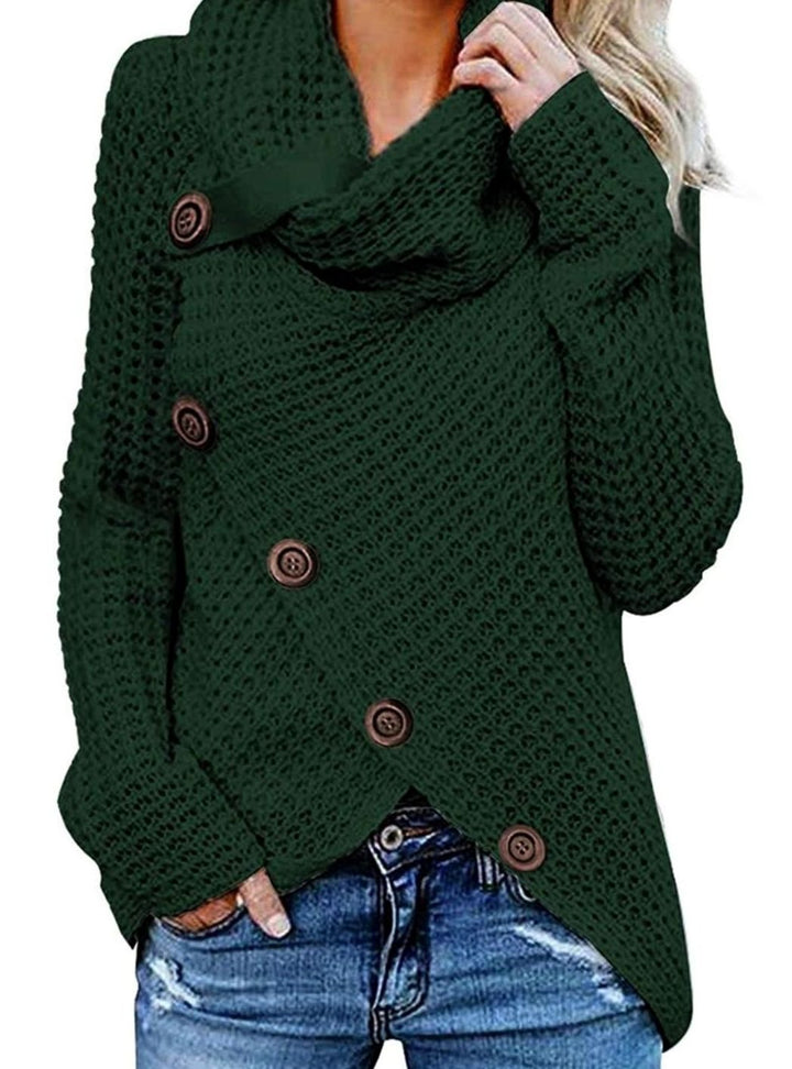 Women's Oversized Knit Cardigan Cowl Neck Button Wrap Jumper