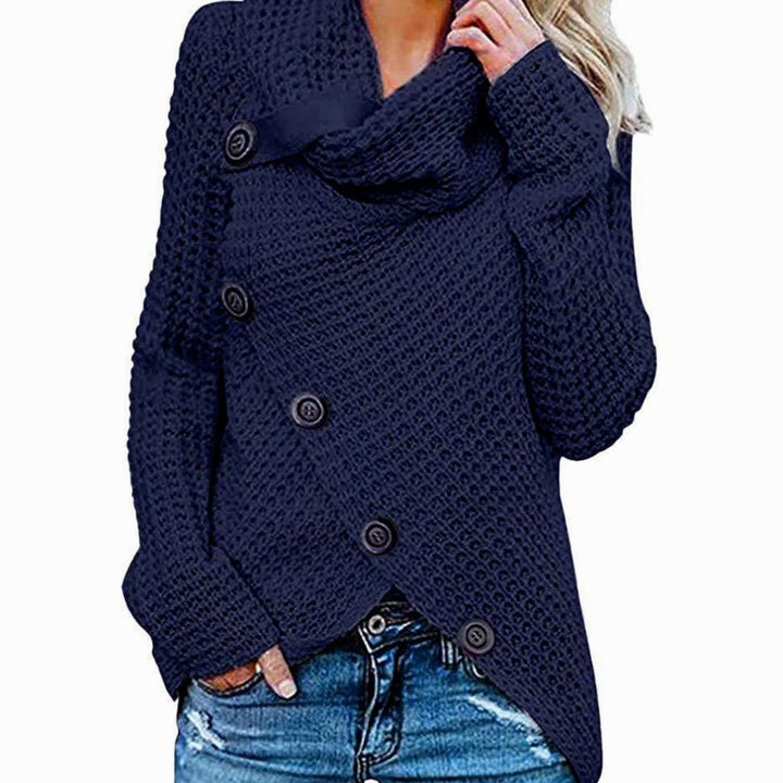 Women's Oversized Knit Cardigan Cowl Neck Button Wrap Jumper