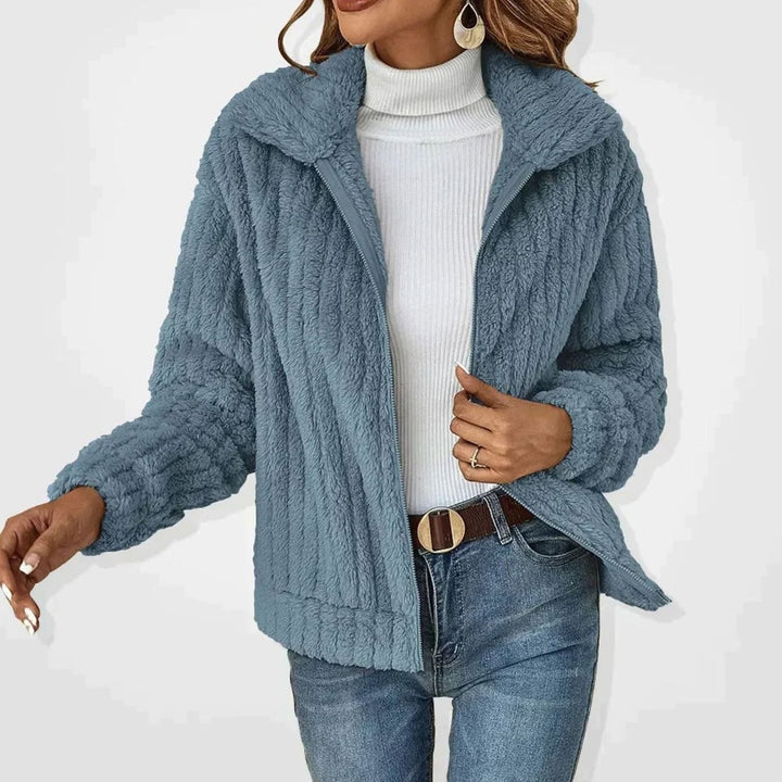 Women's Oversized Knit Cardigan Fluffy Zip-Up Fleece Jacket
