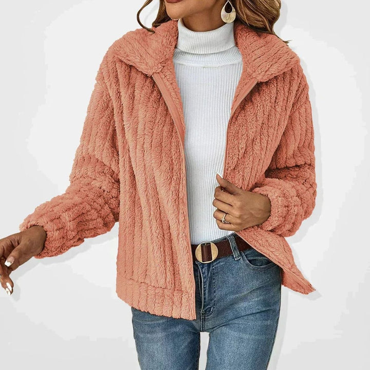 Women's Oversized Knit Cardigan Fluffy Zip-Up Fleece Jacket