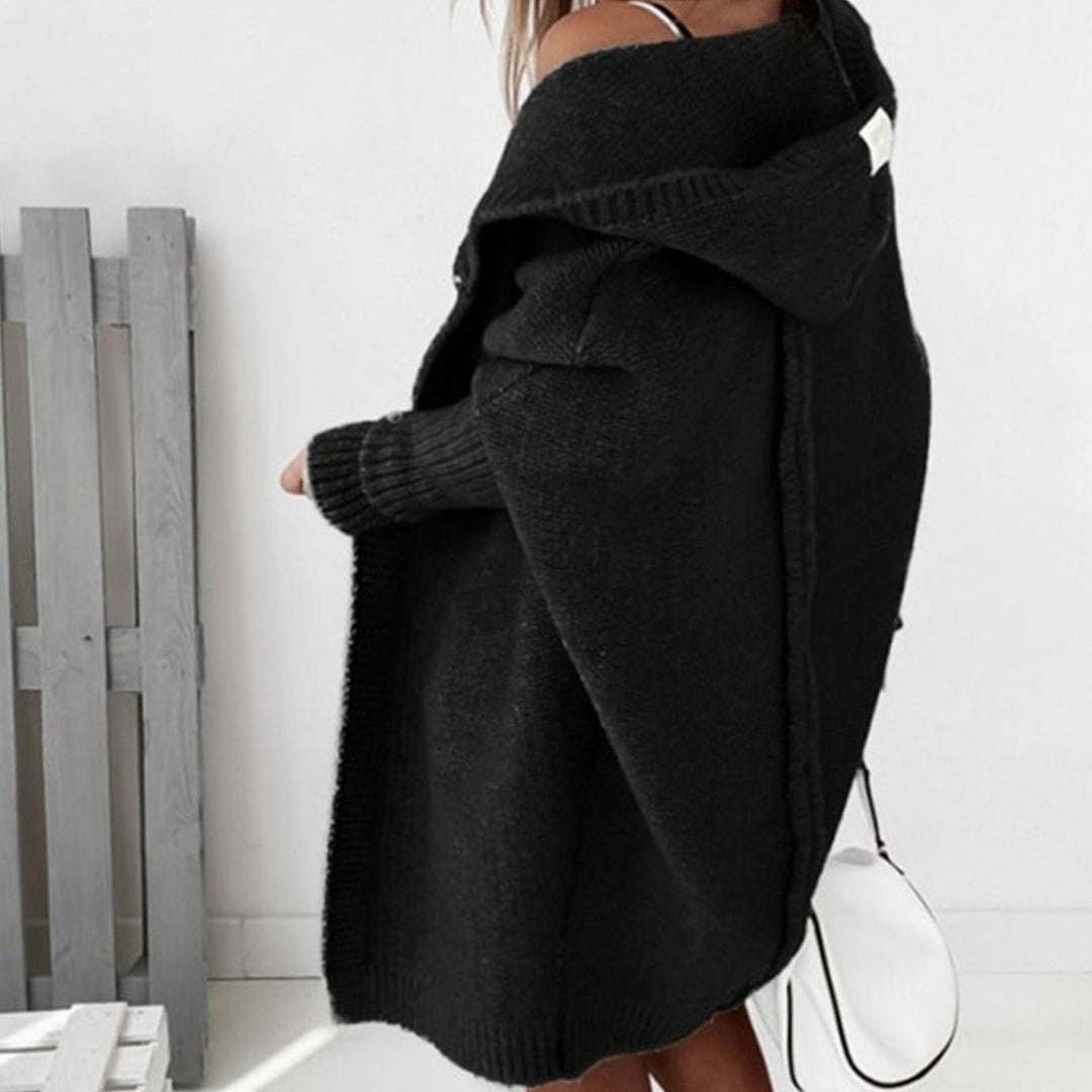Women's Oversized Knit Cardigan Hooded Batwing Sleeve Jumper