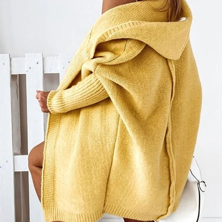 Women's Oversized Knit Cardigan Hooded Batwing Sleeve Jumper