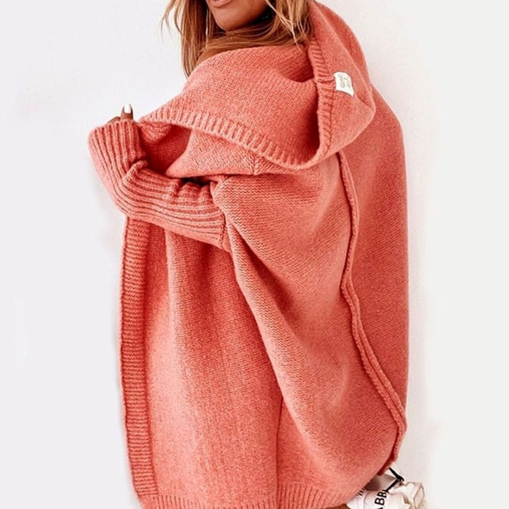 Women's Oversized Knit Cardigan Hooded Batwing Sleeve Jumper