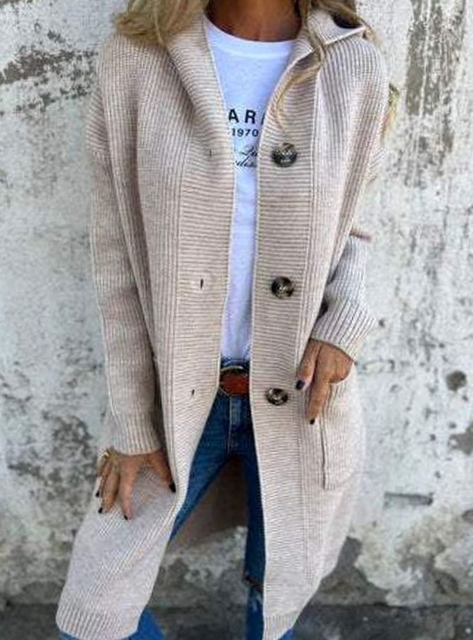 Women's Oversized Knit Cardigan Hooded Button-Front Longline