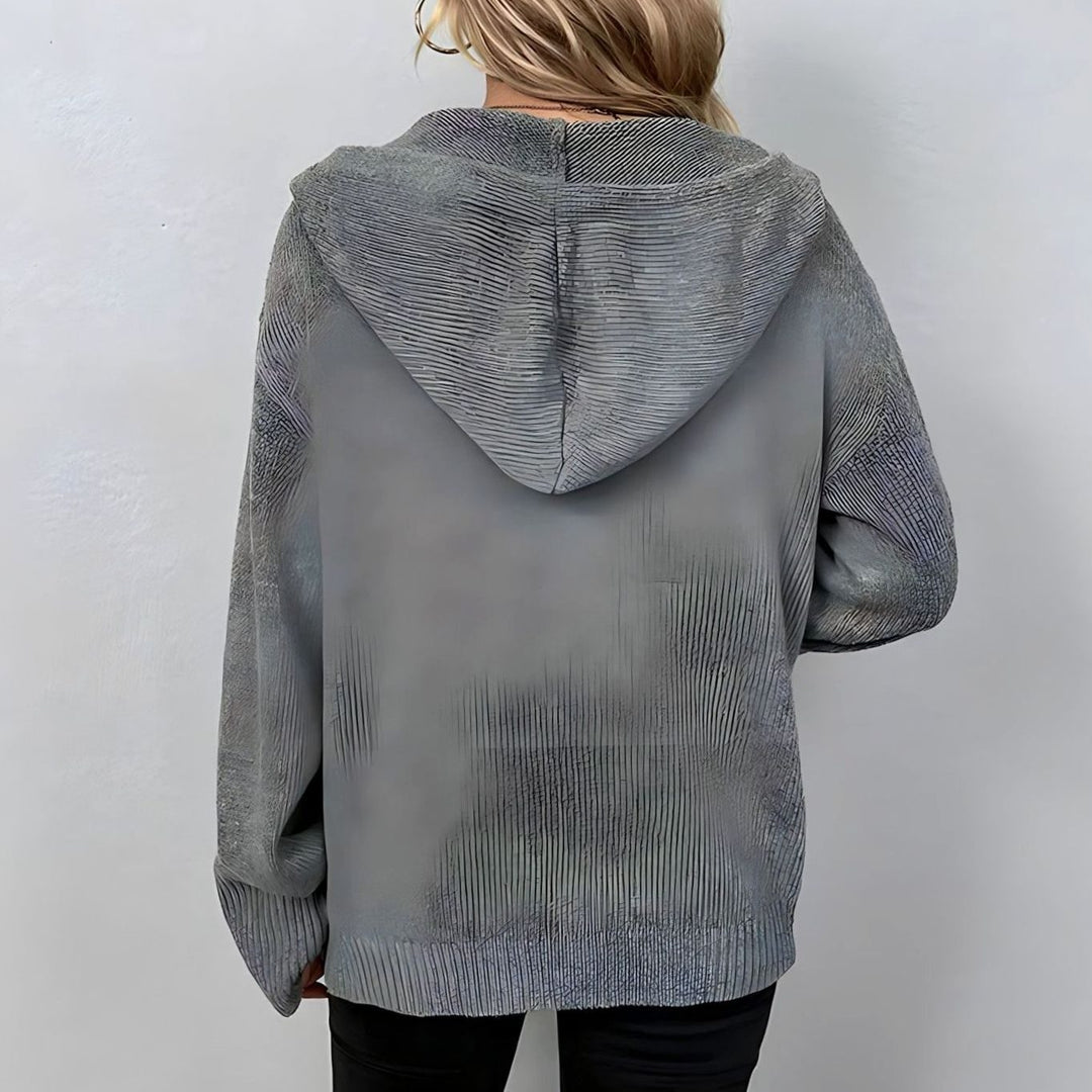 Women's Oversized Knit Cardigan Hooded Button-Up Jumper