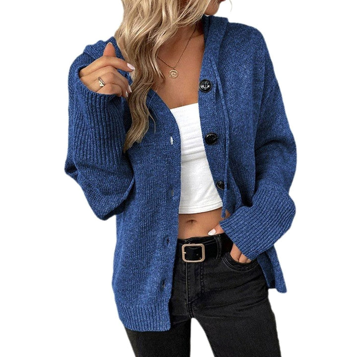 Women's Oversized Knit Cardigan Hooded Button-Up Jumper