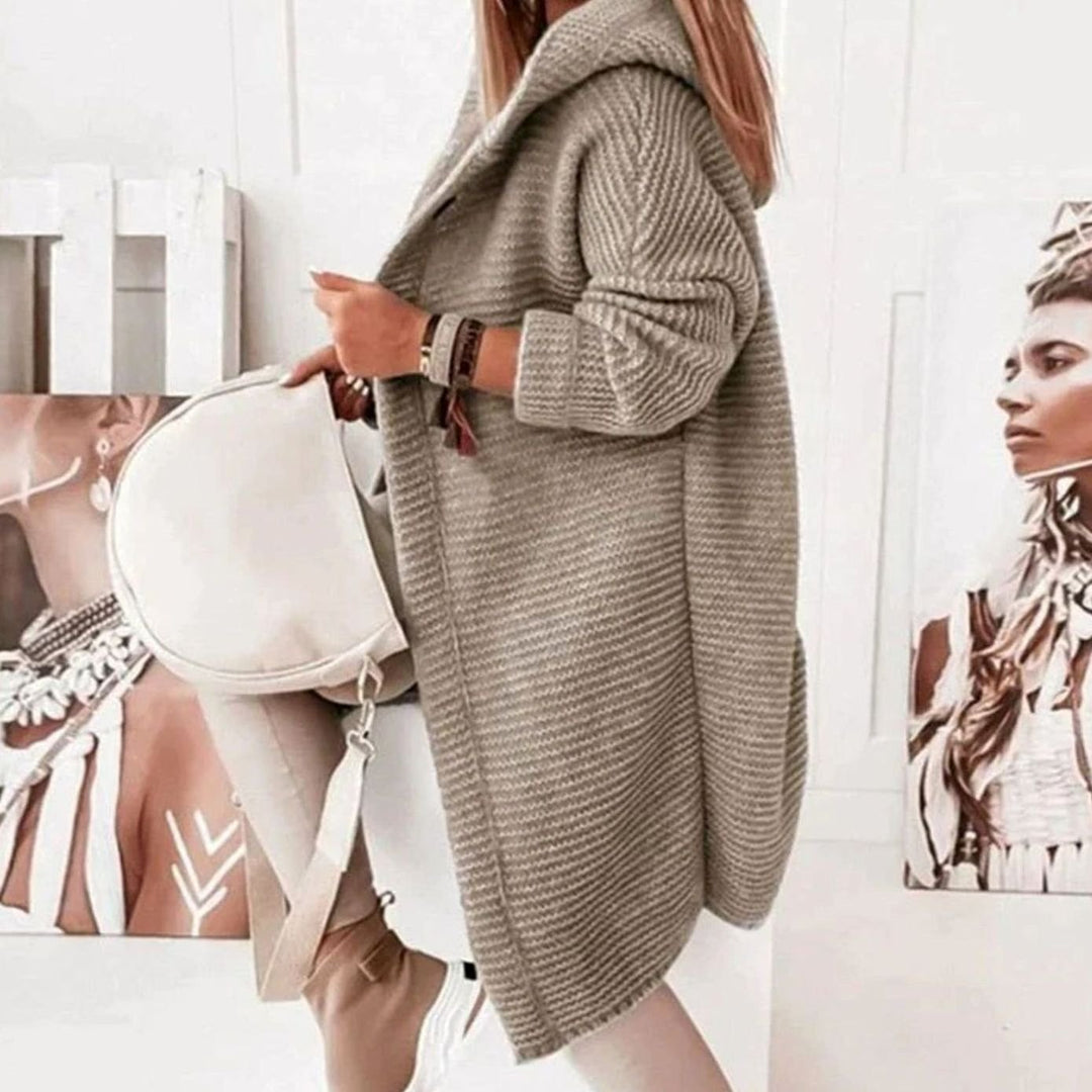 Women's Oversized Knit Cardigan Hooded Long Button-Up Coat