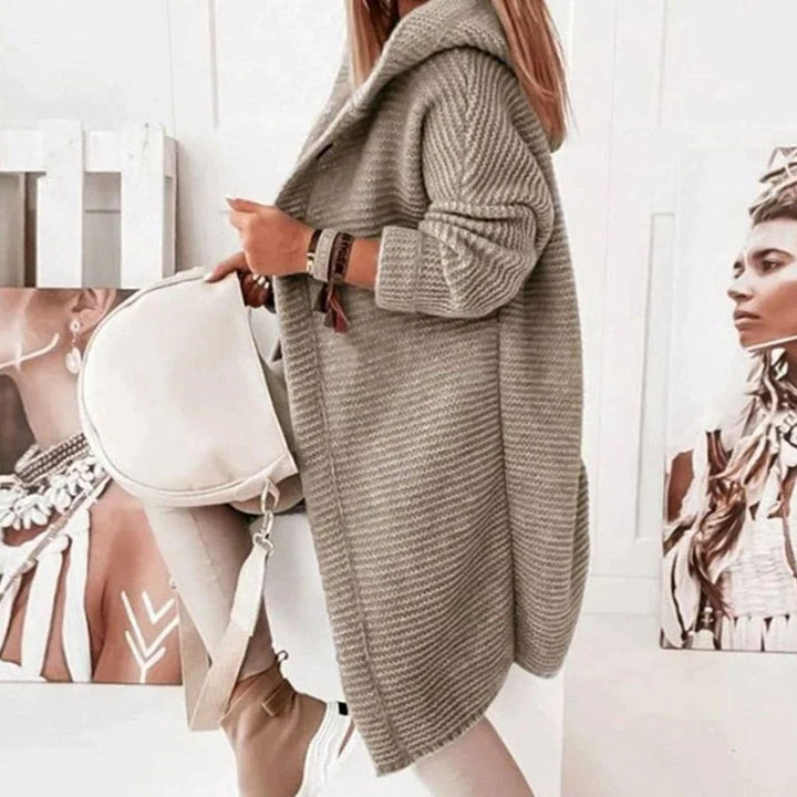 Women's Oversized Knit Cardigan Hooded Long Button-Up Coat