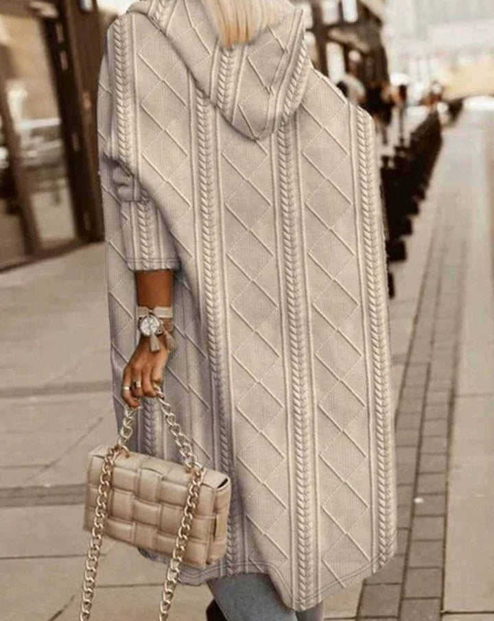 Women's Oversized Knit Cardigan Hooded Long Cable-Knit Coat