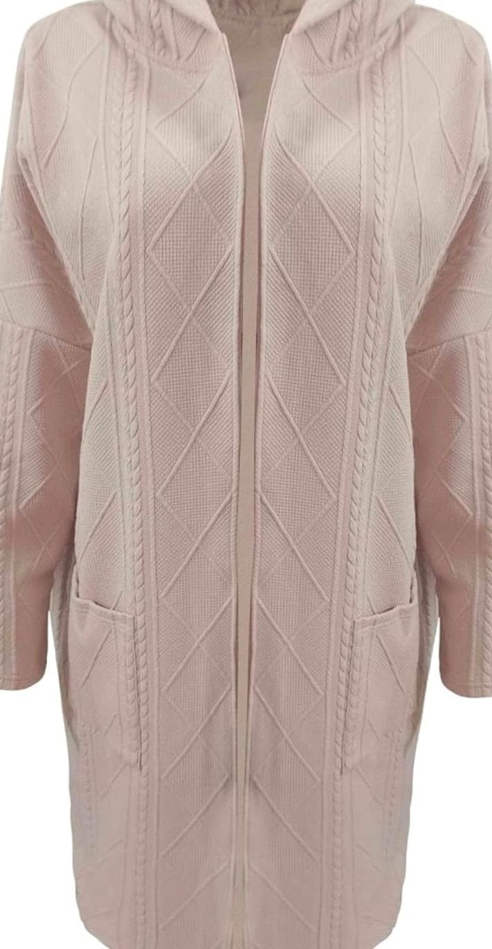 Women's Oversized Knit Cardigan Hooded Long Cable-Knit Coat