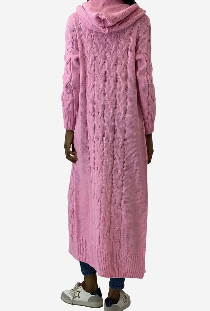 Women's Oversized Knit Cardigan Hooded Long Cable-Knit Coat
