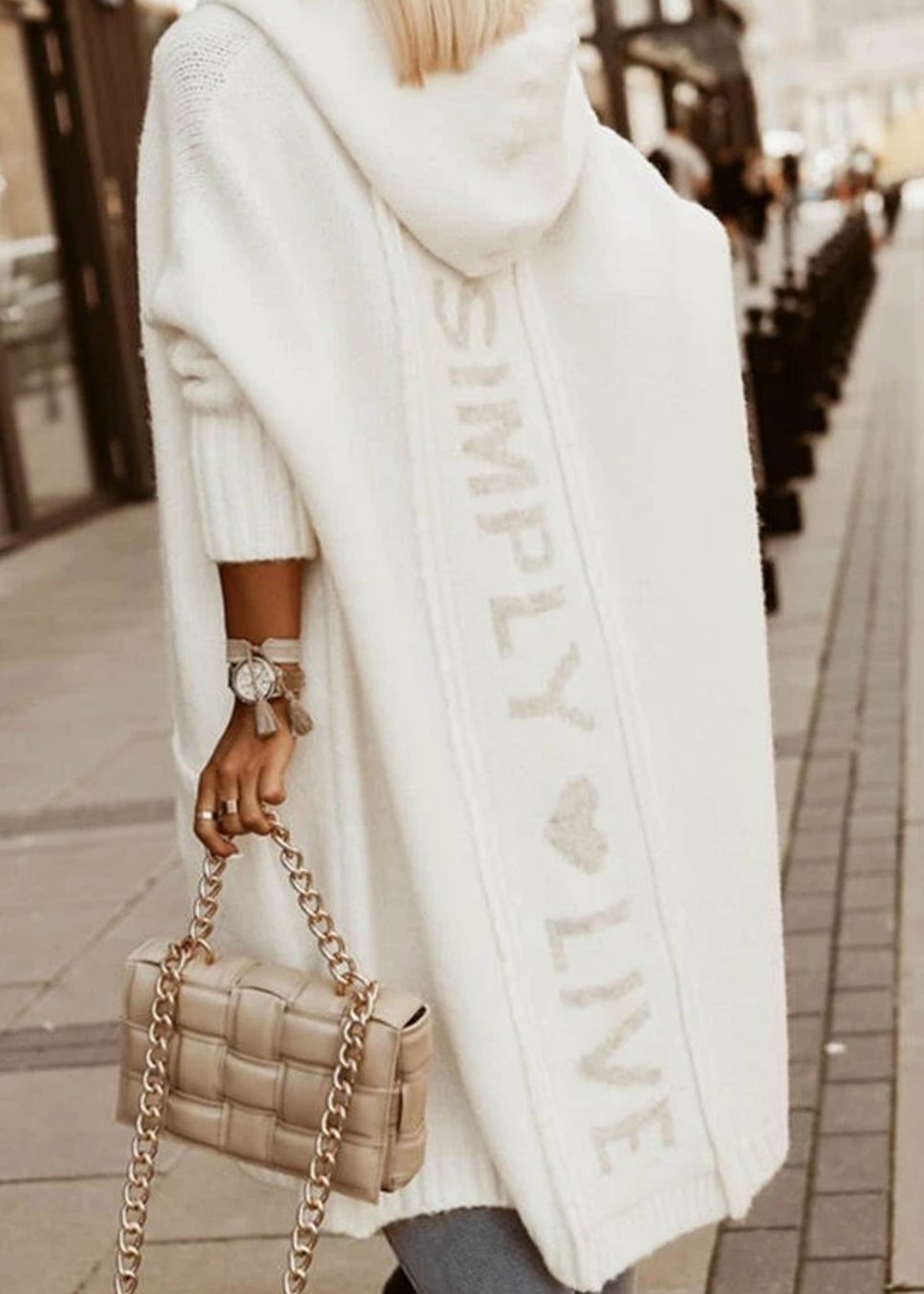Women's Oversized Knit Cardigan Hooded Long Cape Coat