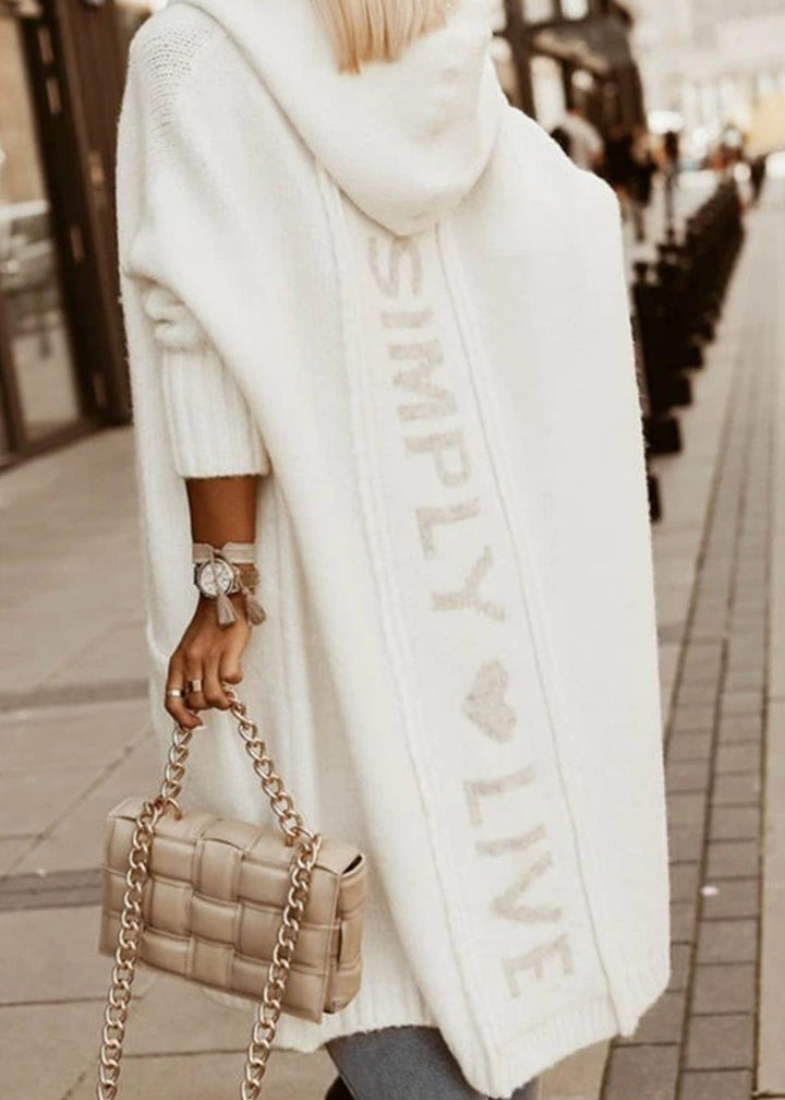 Women's Oversized Knit Cardigan Hooded Long Cape Coat