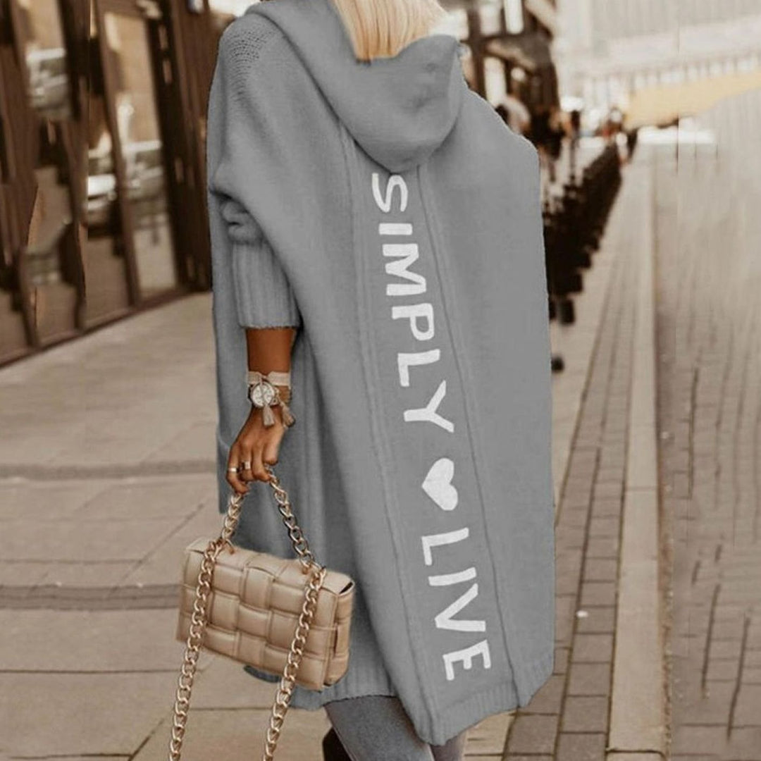 Women's Oversized Knit Cardigan Hooded Long Cape Coat