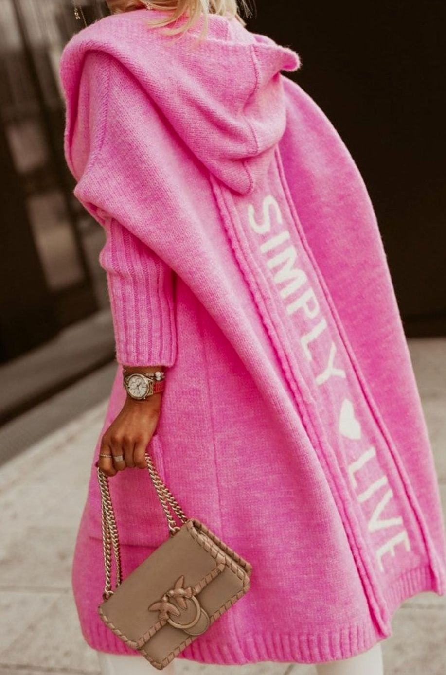 Women's Oversized Knit Cardigan Hooded Long Cape Coat