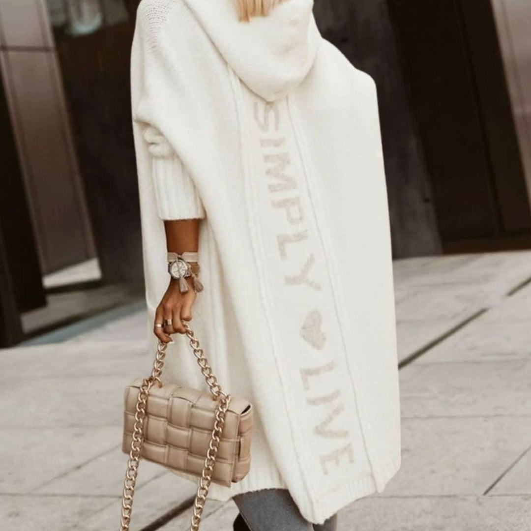 Women's Oversized Knit Cardigan Hooded Long Cape Wrap