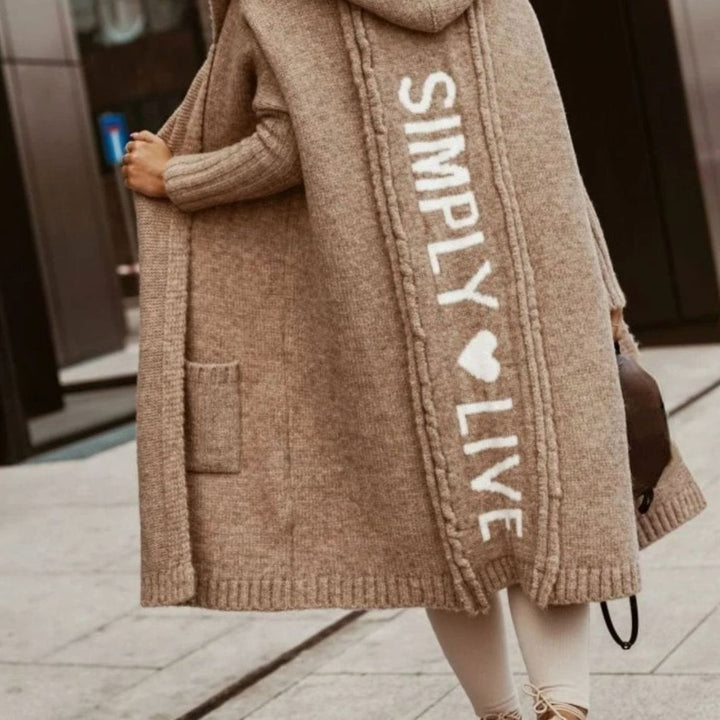 Women's Oversized Knit Cardigan Hooded Long Cape Wrap