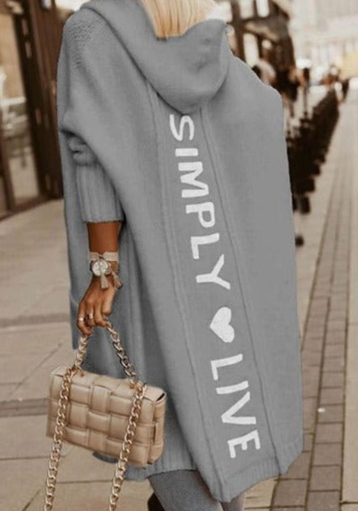 Women's Oversized Knit Cardigan Hooded Long Cape Wrap