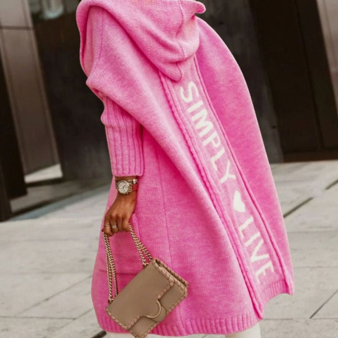 Women's Oversized Knit Cardigan Hooded Long Cape Wrap