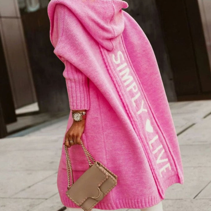 Women's Oversized Knit Cardigan Hooded Long Cape Wrap