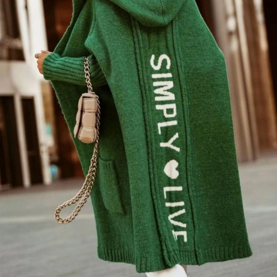 Women's Oversized Knit Cardigan Hooded Long Cape Wrap