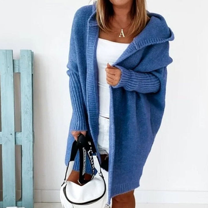 Women's Oversized Knit Cardigan Hooded Longline Open Front