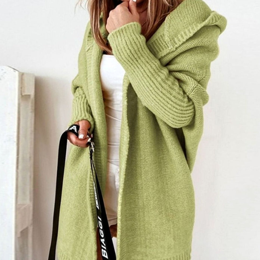 Women's Oversized Knit Cardigan Hooded Longline Open Front