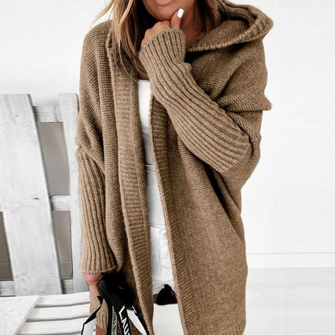 Women's Oversized Knit Cardigan Hooded Longline Open Front