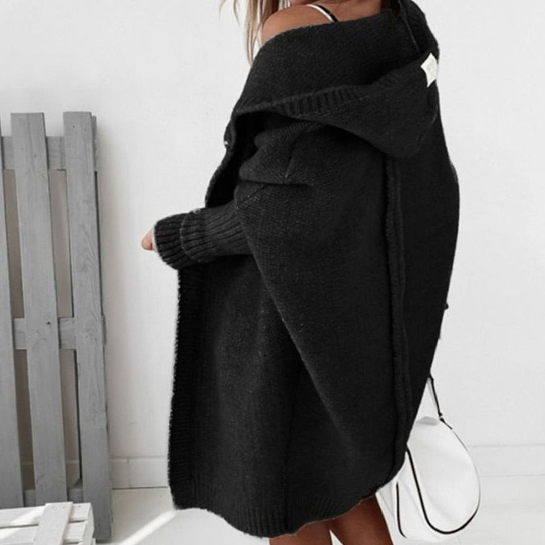 Women's Oversized Knit Cardigan Hooded Longline Open Front