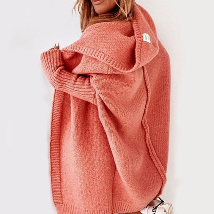 Women's Oversized Knit Cardigan Hooded Longline Open Front
