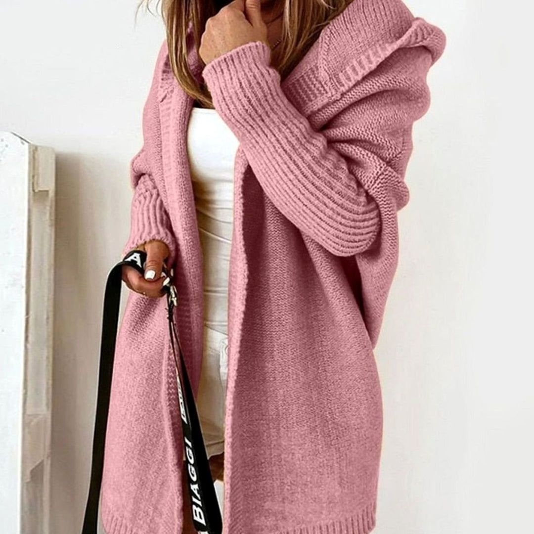 Women's Oversized Knit Cardigan Hooded Longline Open Front